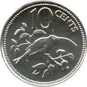 10 Cents Long-Tailed Hermit; Copper-Nickel, Belize, 1982-1983 reverse image