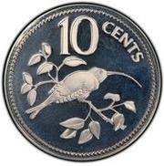 10 Cents Long-Tailed Hermit; Silver, Belize, 1982-1983 reverse image