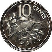 10 Cents Long-Tailed Hermit; Copper-Nickel, Belize, 1984 reverse image