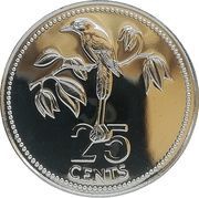 25 Cents Blue-Crowned Motmot; Copper-Nickel, Belize, 1975-1981 reverse image