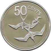 50 Cents Frigatebird; Copper-Nickel, Belize, 1975-1981 reverse image