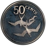 50 Cents Frigatebird; Silver, Belize, 1982-1983 reverse image