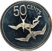 50 Cents Frigatebird; Copper-Nickel, Belize, 1984 reverse image