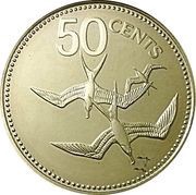 50 Cents Frigatebird; Silver, Belize, 1984-1985 reverse image