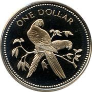 1 Dollar Scarlet Macaw; Copper-Nickel, Belize, 1974-1981 reverse image