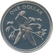 1 Dollar Scarlet Macaw; Copper-Nickel, Belize, 1982-1983 reverse image