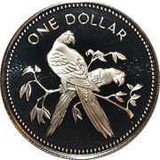 1 Dollar Scarlet Macaw; Copper-Nickel, Belize, 1984 reverse image