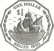 1 Dollar - Elizabeth II Silver proof, Belize, 1990 reverse image