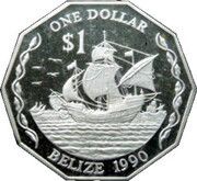 1 Dollar - Elizabeth II Piedfort, Belize, 1990 reverse image