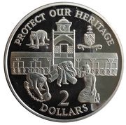 2 Dollars Heritage, Belize, 1998 reverse image
