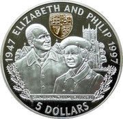 5 Dollars Golden Wedding, Belize, 1997 reverse image