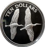 10 Dollars Jabiru; Silver, Belize, 1979 reverse image