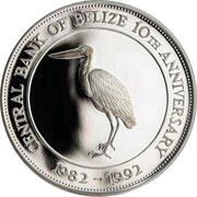 10 Dollars Central Bank, Belize, 1992 reverse image