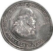 Jefimok Rouble - Alexey Mikhailovich Countermarked over "Alsace Thaler", Russia, 1655 reverse image