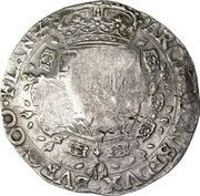 Jefimok Rouble - Alexey Mikhailovich Countermarked over "Flanders Patagon", Russia, 1655 reverse image
