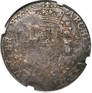 Jefimok Rouble - Alexey Mikhailovich Countermarked over "Brabant Patagon", Russia, 1655 reverse image