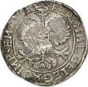 Jefimok Rouble - Alexey Mikhailovich Countermarked over "Kampen Arendrijksdaalder ", Russia, 1655 reverse image