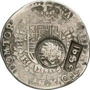 Jefimok Rouble - Alexey Mikhailovich Countermarked over "Tournai Patagon" obverse image