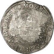 Jefimok Rouble - Alexey Mikhailovich Countermarked over "Utrecht Rijksdaalder", Russia, 1655 reverse image