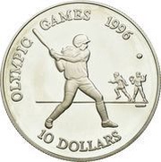 10 Dollars Softball, Belize, 1996 reverse image