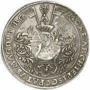 Jefimok Rouble - Alexey Mikhailovich Countermarked over "Magdeburg Taler 1638", Russia, 1655 reverse image