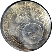 Jefimok Rouble - Alexey Mikhailovich Countermarked over "Saxony Taler", Russia, 1655 reverse image