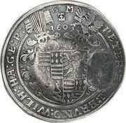 Jefimok Rouble - Alexey Mikhailovich Countermarked over "Mansfeld-Friedburg Taler 1603", Russia, 1655 reverse image