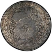 Jefimok Rouble - Alexey Mikhailovich Countermarked over "Schwarzenburg Taler 1606", Russia, 1655 reverse image