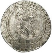Jefimok Rouble - Alexey Mikhailovich Countermarked over "Bohemia Kuttenberg Thaler", Russia, 1655 reverse image