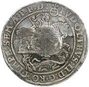 Jefimok Rouble - Alexey Mikhailovich Countermarked over "Mansfeld-Eisleben Thaler", Russia, 1655 reverse image