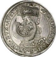 Jefimok Rouble - Alexey Mikhailovich Countermarked over "Upper Alsace Ferdinand Taler" obverse image