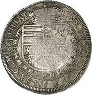 Jefimok Rouble - Alexey Mikhailovich Countermarked over "Upper Alsace Ferdinand Taler", Russia, 1655 reverse image