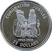 25 Dollars - Elizabeth II Coronation, Belize, 1978 reverse image