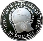 25 Dollars Caribbean Development Bank, Belize, 1980 reverse image