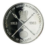 25 Dollars Coronation, Belize, 1983 reverse image