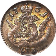 5 Kopecks - Elizabeth, Russia, 1756-1761 reverse image