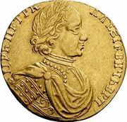 2 Ducats - Peter I Double Chervonets; Trade Coinage obverse image