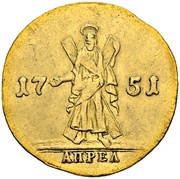2 Dukats - Elizabeth Double Chervonets; Trade Coinage, Russia, 1751 reverse image