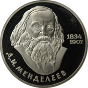 1 Rouble Dmitri Mendeleyev, Russia, 1984-1988 reverse image