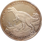 1000 Francs CFA Tyrannosaurus Rex, Benin, 1994 reverse image