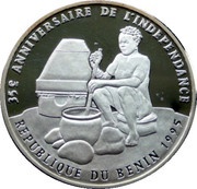 1000 Francs CFA 35 Years of Independence, Benin, 1995 reverse image