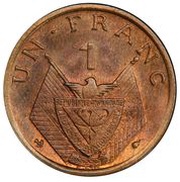 1 Franc Pattern; bronze obverse image