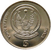 5 Amafaranga Type 1 legend obverse image