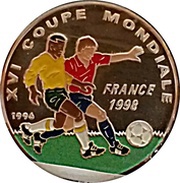 1000 Francs CFA World Cup Soccer, Benin, 1996 reverse image
