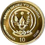 10 Amafaranga Lion; gold obverse image