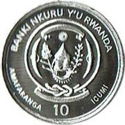 10 Amafaranga Lion; platinum obverse image