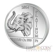 10 Amafaranga Elephant; platinum, Rwanda, 2014 reverse image