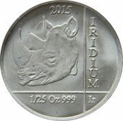 10 Amafaranga Rhinoceros; iridium reverse image