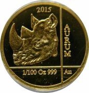 10 Amafaranga Rhinoceros; gold reverse image