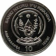 10 Amafaranga Rhinoceros; palladium obverse image